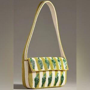 Stylish Green & Cream Beaded Bag with chillies.